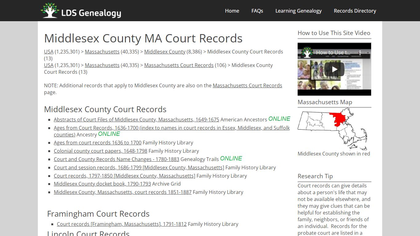 Middlesex County MA Court Records - ldsgenealogy.com