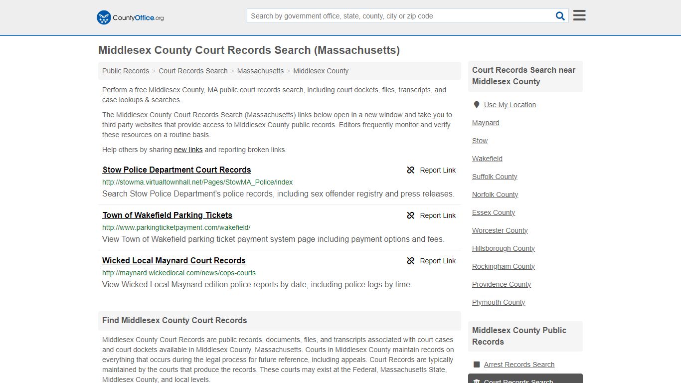 Middlesex County Court Records Search (Massachusetts) - County Office