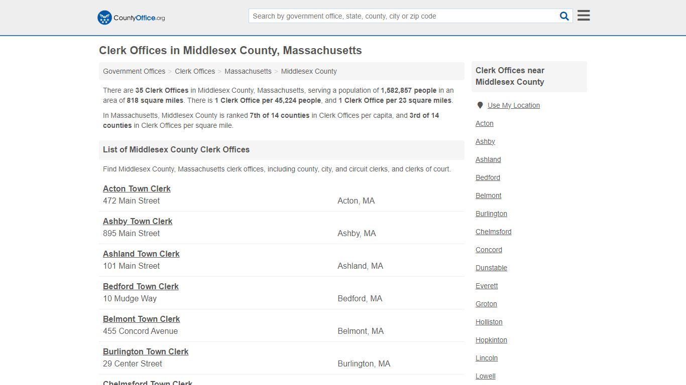 Clerk Offices - Middlesex County, MA (County & Court Records)